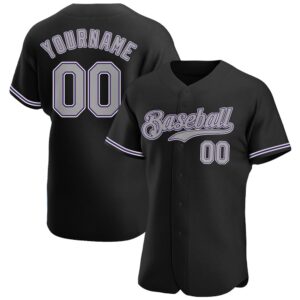 Black Gray-Purple Authentic Baseball Jersey, Custom Baseball…