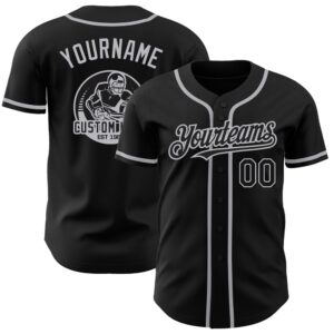 Black Gray Authentic Baseball Jersey, Custom Baseball…