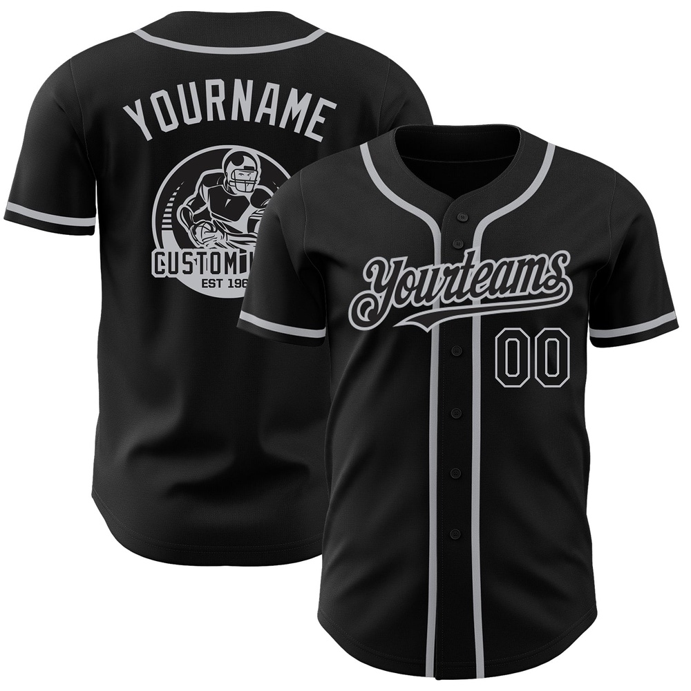Black Gray Authentic Baseball Jersey, Custom Baseball Jersey, Personalized Sport Jersey Black Gray Authentic Baseball Jersey, Custom Baseball Jersey, Personalized Sport Jersey