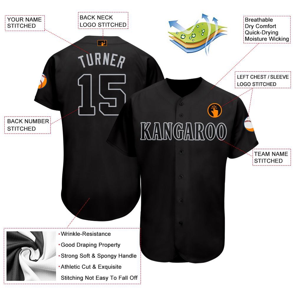 Black Gray Baseball Jersey, Custom Baseball Jersey, Personalized Sport Jersey Black Gray Baseball Jersey, Custom Baseball Jersey, Personalized Sport Jersey