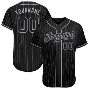 Black Gray Pinstripe Black-Gray Authentic Baseball Jersey,…