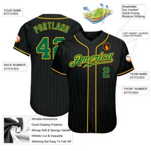 Black Kelly Green Pinstripe Kelly Green Gold Authentic Baseball Jersey Custom Baseball Jersey Personalized Sport Jersey 2 ypciny.jpg