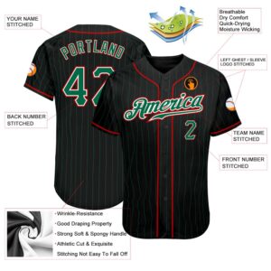 Black Kelly Green Pinstripe Kelly Green Red Authentic Baseball Jersey Custom Baseball Jersey Personalized Sport Jersey 2 yl369s.jpg