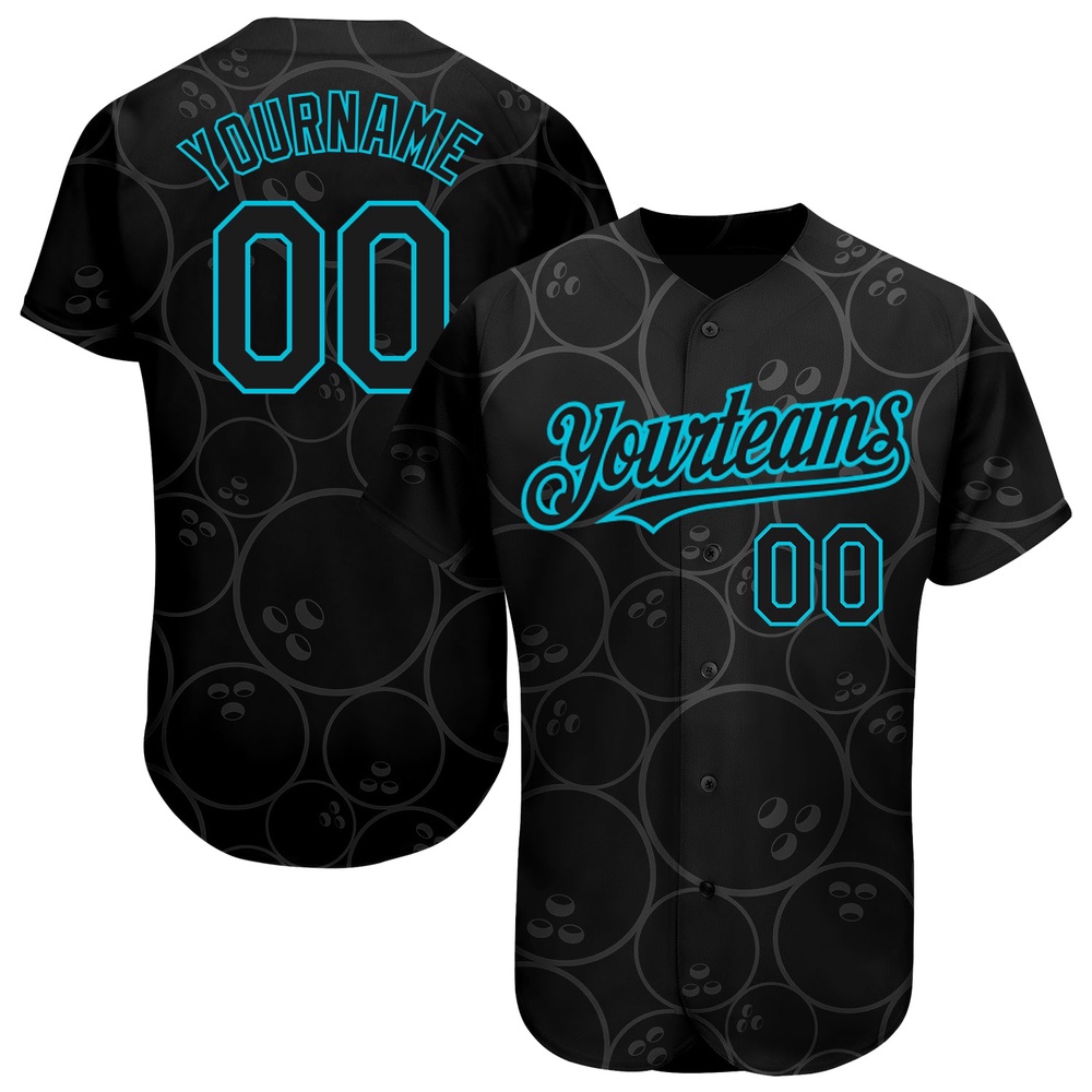 Black Lakes Blue 3D Pattern Design Bowling Ball Authentic Baseball Jersey, Custom Baseball Jersey, Personalized Sport Jersey