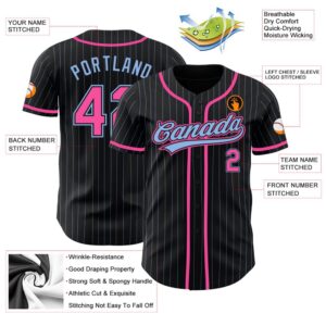 Black Light Blue Pinstripe Pink Authentic Baseball Jersey Custom Baseball Jersey Personalized Sport Jersey 2 iq1lts.jpg