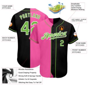 Black Neon Green Pink Authentic Split Fashion Baseball Jersey Custom Baseball Jersey Personalized Sport Jersey 2 u6n4b5.jpg