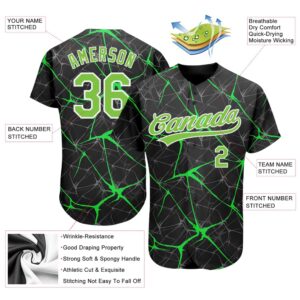 Black Neon Green White 3D Pattern Design Authentic Baseball Jersey Custom Baseball Jersey Personalized Sport Jersey 2 fwnck4.jpg