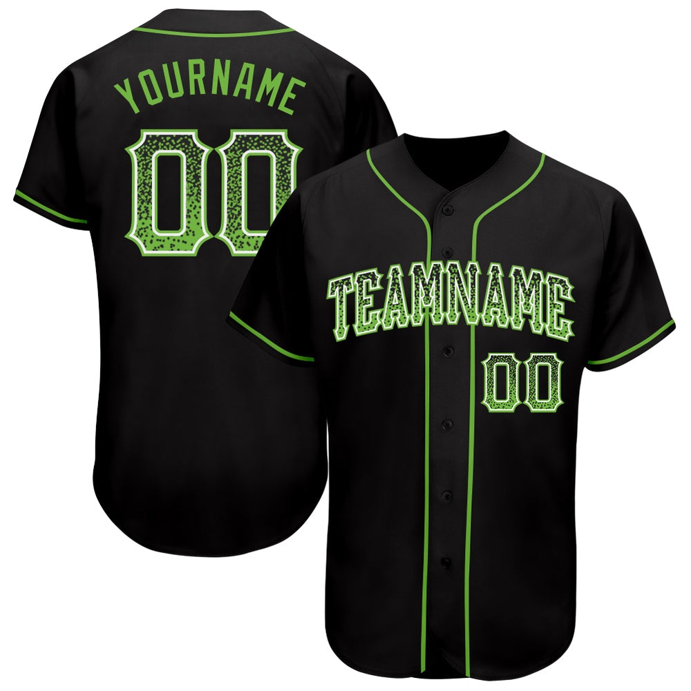 Black Neon Green-White Authentic Drift Fashion Baseball Jersey, Custom Baseball Jersey, Personalized Sport Jersey