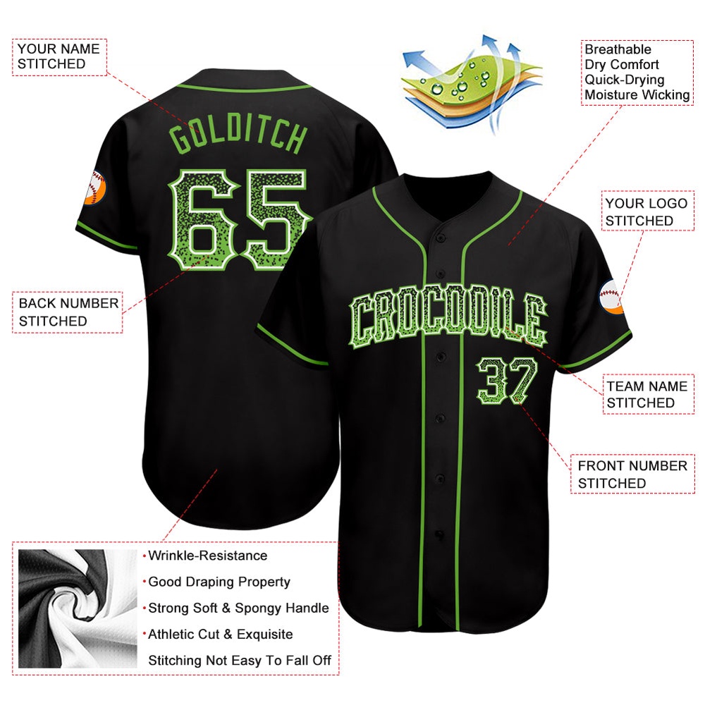 Black Neon Green-White Authentic Drift Fashion Baseball Jersey, Custom Baseball Jersey, Personalized Sport Jersey