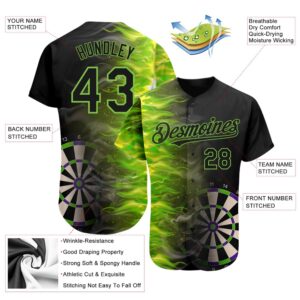 Black Neon Green 3D Pattern Design Fiery Dart Board Authentic Baseball Jersey Custom Baseball Jersey Personalized Sport Jersey 2 dimuwj.jpg