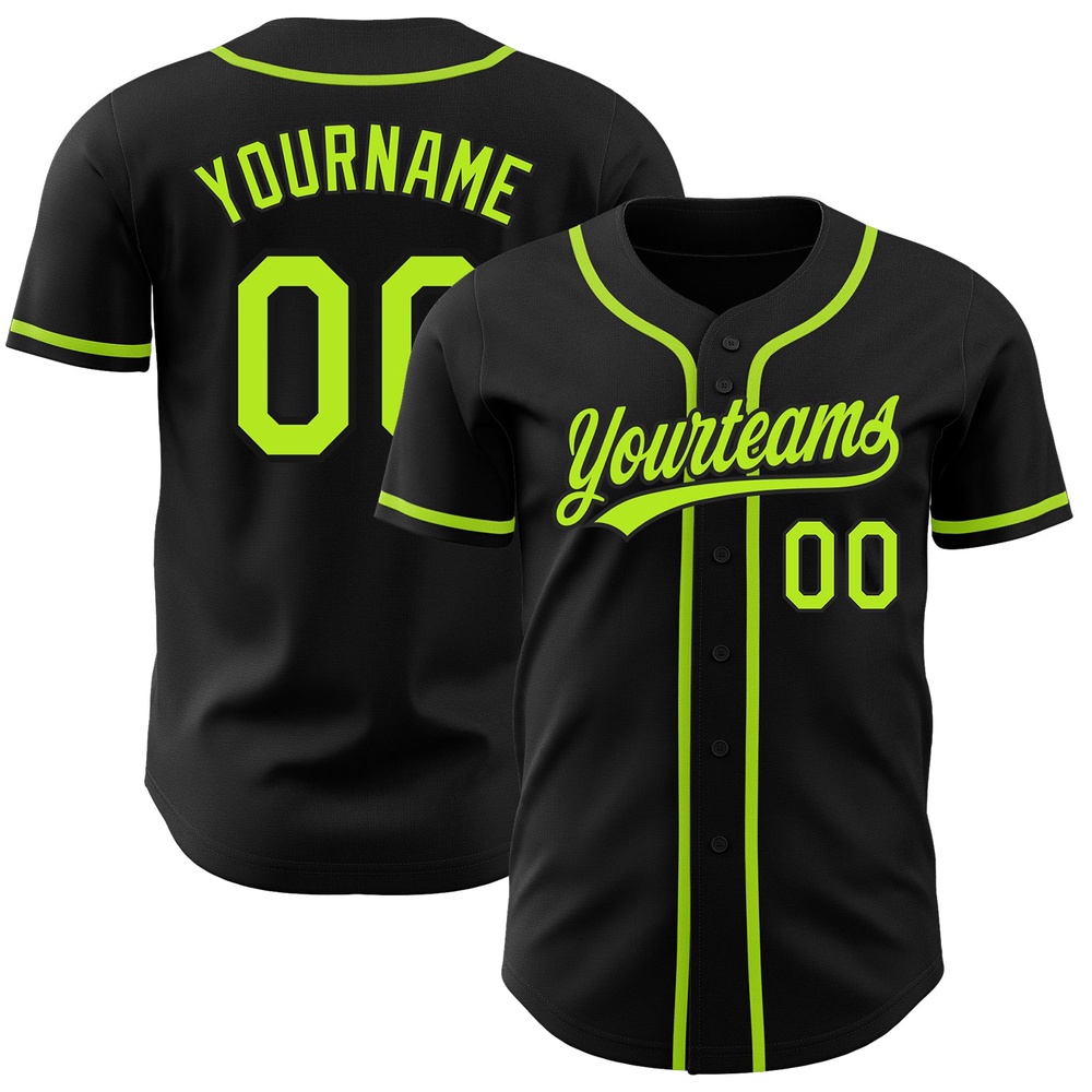 Black Neon Green Authentic Baseball Jersey, Custom Baseball Jersey, Personalized Sport Jersey Black Neon Green Authentic Baseball Jersey, Custom Baseball Jersey, Personalized Sport Jersey