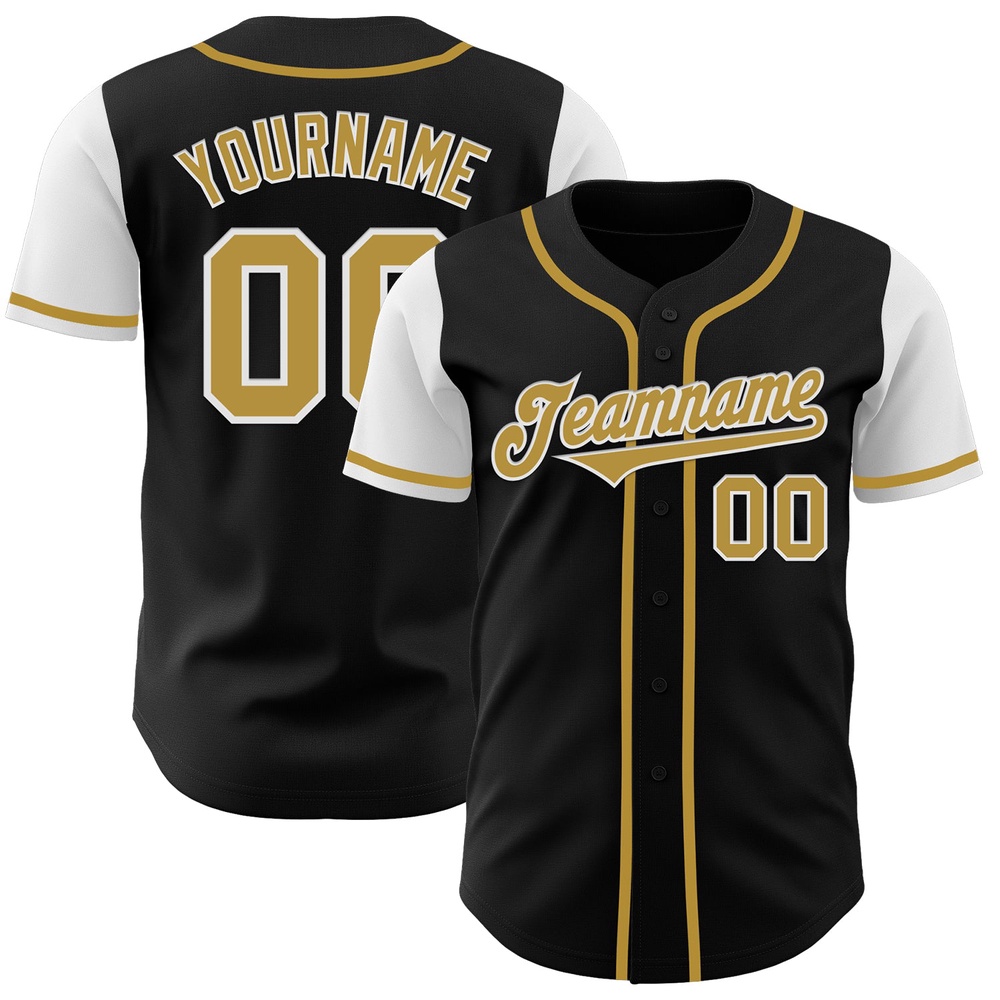 Black Old Gold-White Authentic Two Tone Baseball Jersey, Custom Baseball Jersey, Personalized Sport Jersey Black Old Gold-White Authentic Two Tone Baseball Jersey, Custom Baseball Jersey, Personalized Sport Jersey