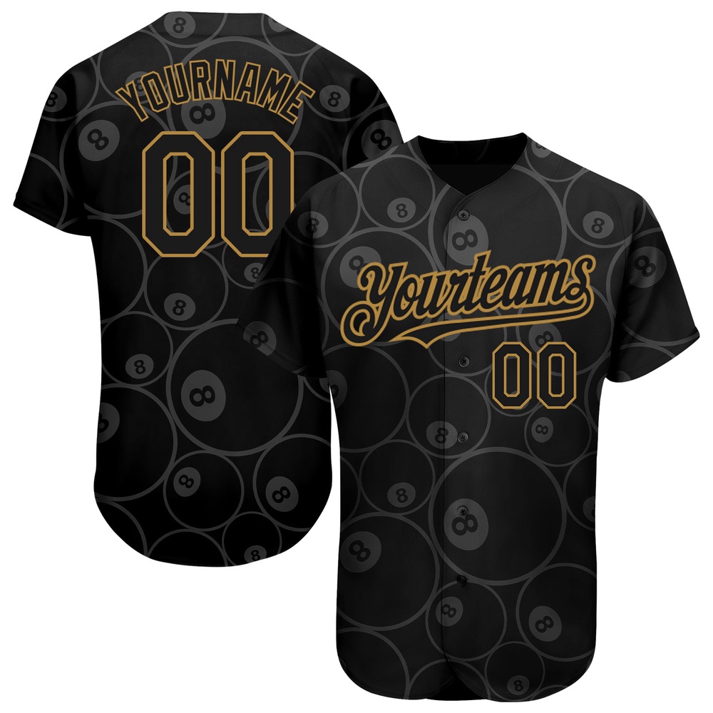 Black Old Gold 3D Pattern Design Billiards Snooker 8 Ball Authentic Baseball Jersey, Custom Baseball Jersey, Personalized Sport Jersey Black Old Gold 3D Pattern Design Billiards Snooker 8 Ball Authentic Baseball Jersey, Custom Baseball Jersey, Personalized Sport Jersey