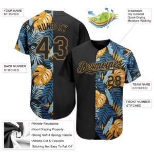 Black Old Gold 3D Pattern Design Hawaii Tropical Leaves Authentic Baseball Jersey Custom Baseball Jersey Personalized Sport Jersey 2 muxnpl.jpg