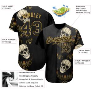 Black Old Gold 3D Plant And Skull Fashion Authentic Baseball Jersey Custom Baseball Jersey Personalized Sport Jersey 2 on2bcg.jpg