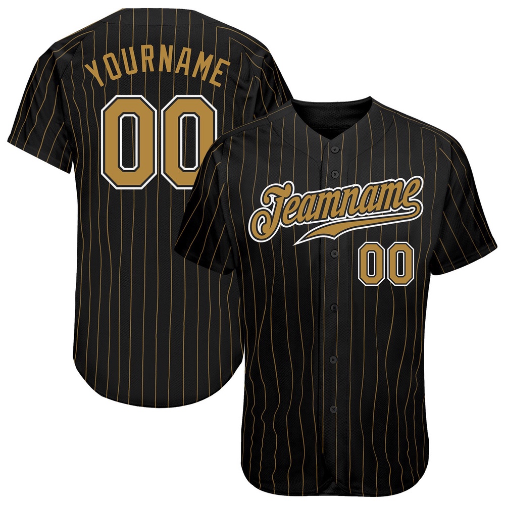 Black Old Gold Pinstripe Old Gold-White Authentic Baseball Jersey, Custom Baseball Jersey, Personalized Sport Jersey Black Old Gold Pinstripe Old Gold-White Authentic Baseball Jersey, Custom Baseball Jersey, Personalized Sport Jersey