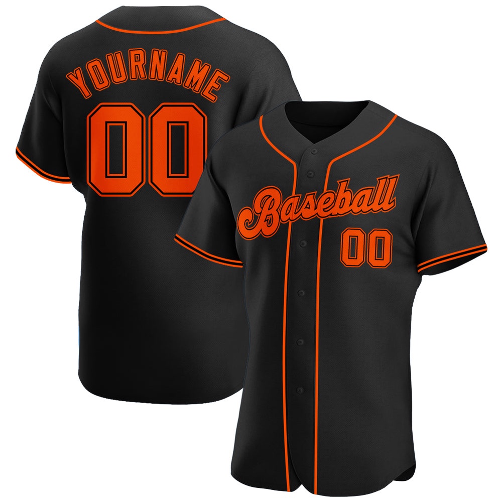 Black Orange-Black Authentic Baseball Jersey, Custom Baseball Jersey, Personalized Sport Jersey