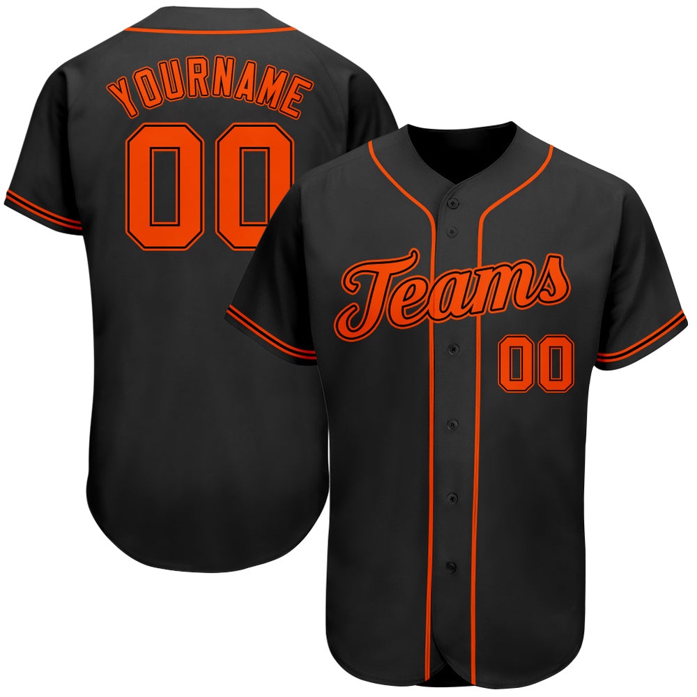 Black Orange Authentic Baseball Jersey, Custom Baseball Jersey, Personalized Sport Jersey Black Orange Authentic Baseball Jersey, Custom Baseball Jersey, Personalized Sport Jersey