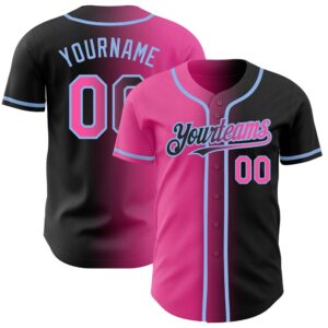 Black Pink-Light Blue Authentic Gradient Fashion Baseball…