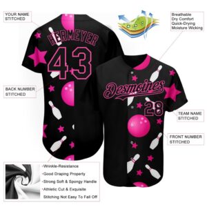 Black Pink 3D Pattern Design Bowling Authentic Baseball Jersey Custom Baseball Jersey Personalized Sport Jersey 2 mtlith.jpg