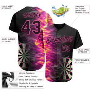 Black Pink 3D Pattern Design Fiery Dart Board Authentic Baseball Jersey Custom Baseball Jersey Personalized Sport Jersey 2 usxfgx.jpg