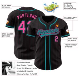 Black Pink Pinstripe Pink Teal Authentic Baseball Jersey Custom Baseball Jersey Personalized Sport Jersey 2 tgbmlj.jpg