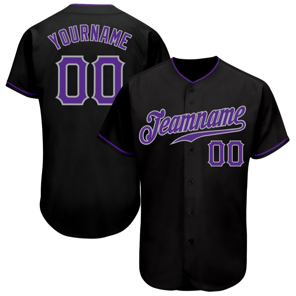 Black Purple-Gray Authentic Baseball Jersey, Custom Baseball Jersey, Personalized Sport Jersey Black Purple-Gray Authentic Baseball Jersey, Custom Baseball Jersey, Personalized Sport Jersey