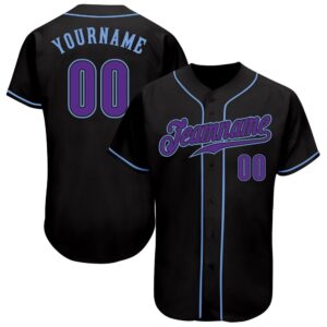Black Purple-Light Blue Authentic Baseball Jersey, Custom…