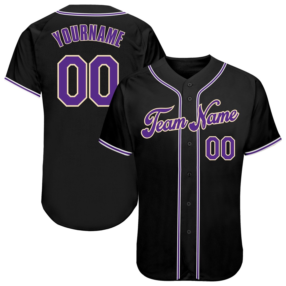 Black Purple-White Authentic Baseball Jersey, Custom Baseball Jersey, Personalized Sport Jersey Black Purple-White Authentic Baseball Jersey, Custom Baseball Jersey, Personalized Sport Jersey