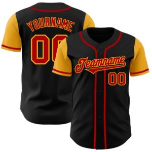 Black Red-Gold Authentic Two Tone Baseball Jersey,…