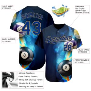 Black Royal Old Gold 3D Pattern Design Billiards Authentic Baseball Jersey Custom Baseball Jersey Personalized Sport Jersey 2 fwznz5.jpg