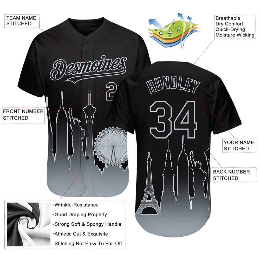 Black Silver 3D Las Vegas City Edition Fade Fashion Authentic Baseball Jersey, Custom Baseball Jersey, Personalized Sport Jersey Black Silver 3D Las Vegas City Edition Fade Fashion Authentic Baseball Jersey, Custom Baseball Jersey, Personalized Sport Jersey