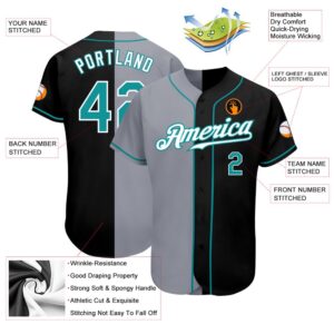Black Teal Gray Authentic Split Fashion Baseball Jersey Custom Baseball Jersey Personalized Sport Jersey 2 da75g6.jpg