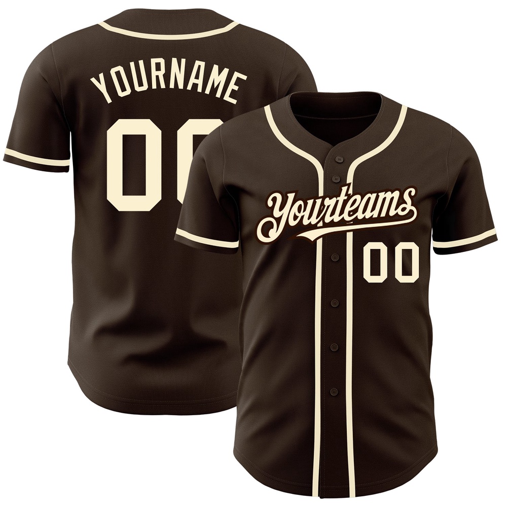 Brown Cream Authentic Baseball Jersey, Custom Baseball Jersey, Personalized Sport Jersey Brown Cream Authentic Baseball Jersey, Custom Baseball Jersey, Personalized Sport Jersey