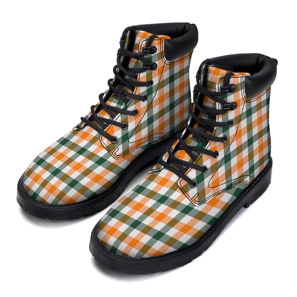 Buffalo Check St. Patrick’s Day Print Pattern Boots, St Patricks Day Boots, St Patricks Day Shoes