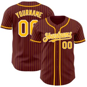 Burgundy Gold Pinstripe White Authentic Baseball Jersey,…