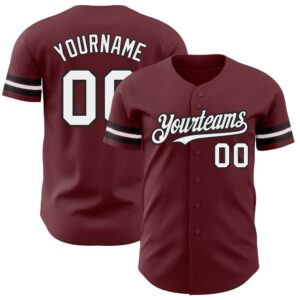 Burgundy White-Black Authentic Baseball Jersey, Custom Baseball…