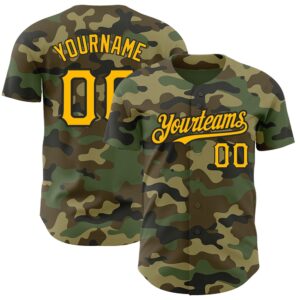 Camo Gold-Black Authentic Salute To Service Baseball…