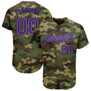 Camo Purple-Black Authentic Salute To Service Baseball…
