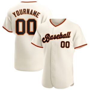 Cream Black Orange-Old Gold Authentic Baseball Jersey,…