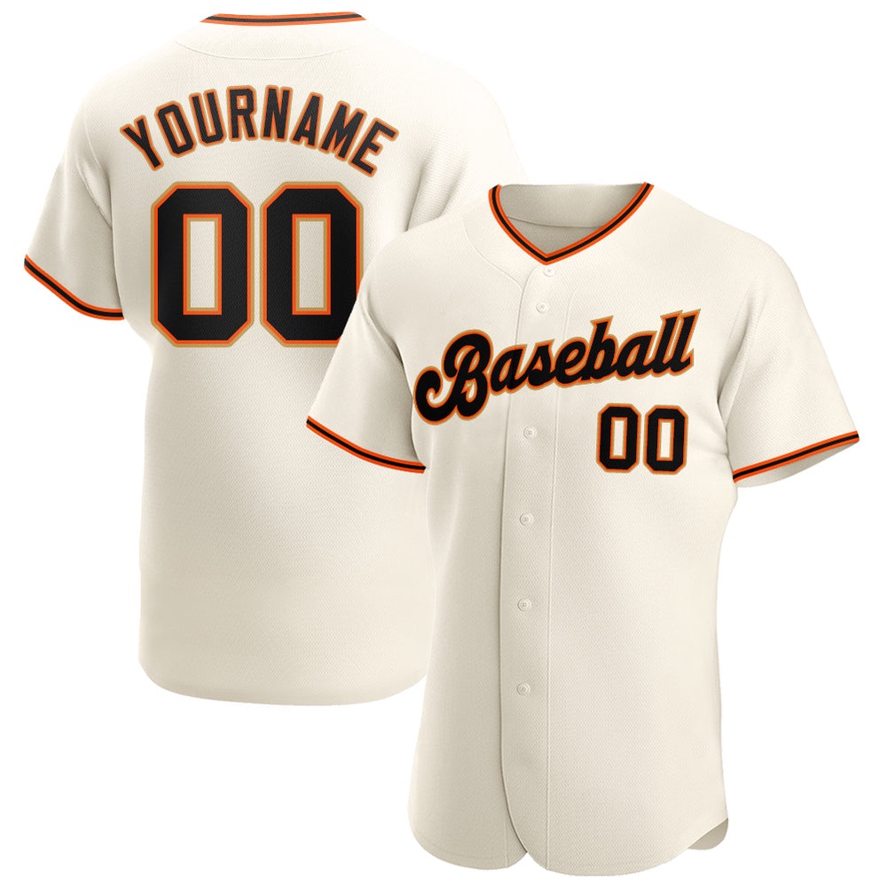 Cream Black Orange-Old Gold Authentic Baseball Jersey, Custom Baseball Jersey, Personalized Sport Jersey Cream Black Orange-Old Gold Authentic Baseball Jersey, Custom Baseball Jersey, Personalized Sport Jersey