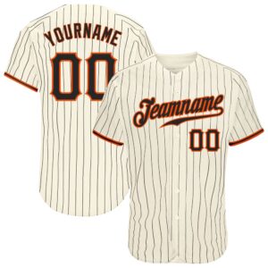 Cream Black Pinstripe Black-Orange Authentic Baseball Jersey,…