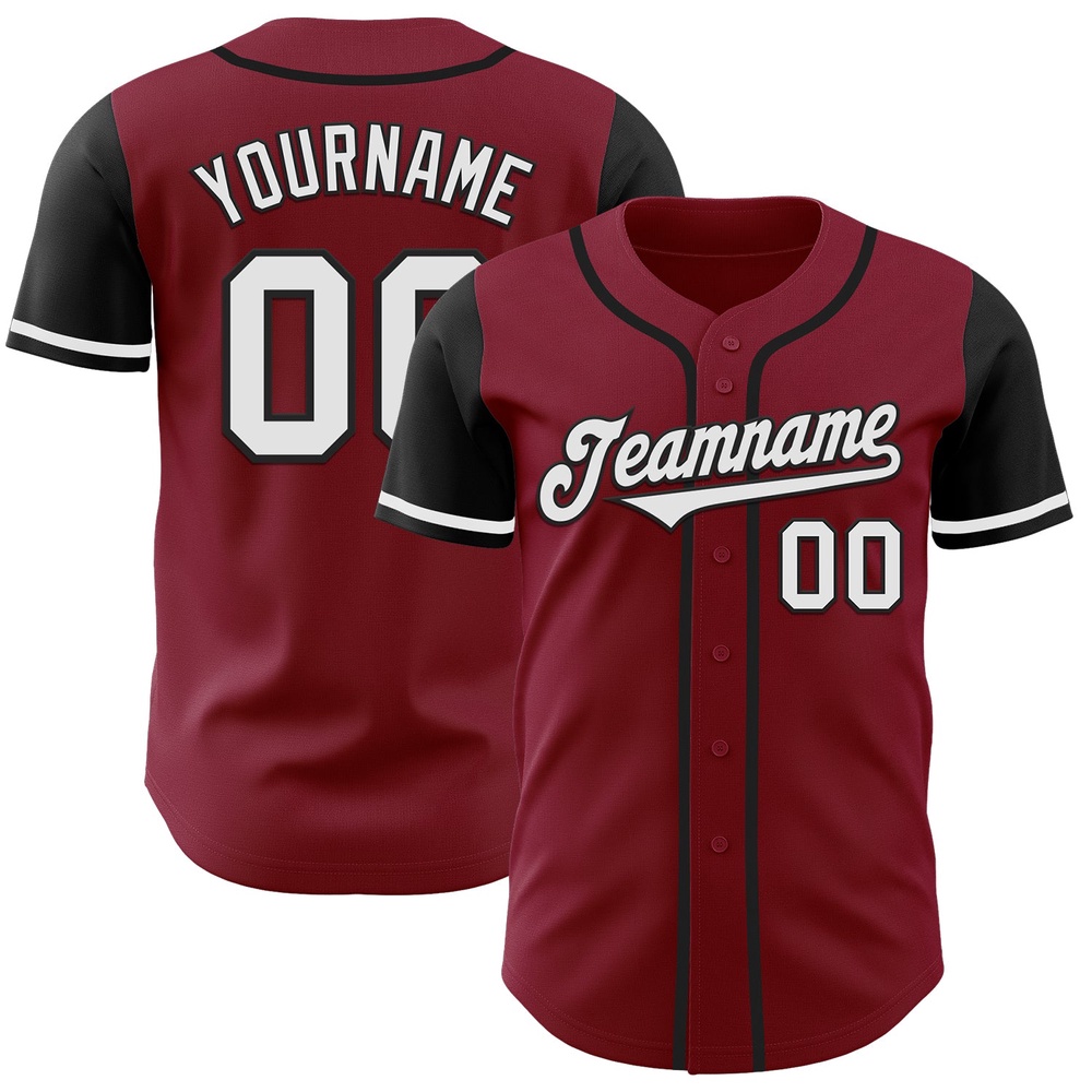 Crimson White-Black Authentic Two Tone Baseball Jersey, Custom Baseball Jersey, Personalized Sport Jersey