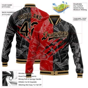 Custom Graffiti Pattern Black Red Old Gold 3D Bomber Full Snap Baseball Jacket Custom Team Jacket 2 jjhffm.jpg