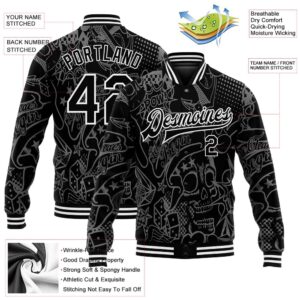 Custom Graffiti Pattern Black White Skull Fashion 3D Bomber Full Snap Baseball Jacket Custom Team Jacket 2 mxjndg.jpg