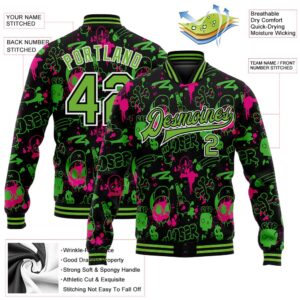 Custom Graffiti Pattern Neon Green Black Abstract Grunge Art 3D Bomber Full Snap Baseball Jacket Custom Team Jacket 2 ph8xjt.jpg