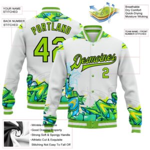 Custom Graffiti Pattern Neon Green Black Trendy Abstract Urban Street Art 3D Bomber Full Snap Baseball Jacket Custom Team Jacket 2 cycyvg.jpg