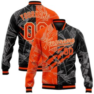 Custom Graffiti Pattern Orange Black Cream Scratch…