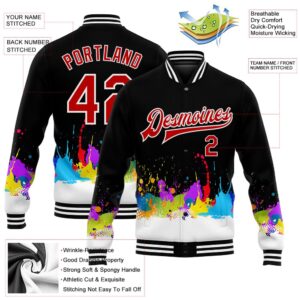 Custom Graffiti Pattern Red White Splashes 3D Bomber Full Snap Baseball Jacket Custom Team Jacket 2 w5flo7.jpg