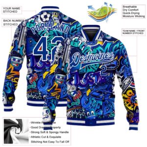 Custom Graffiti Pattern Royal White Abstract Urban Street Art 3D Bomber Full Snap Baseball Jacket Custom Team Jacket 2 ag7nnp.jpg